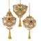 3.5-5” White and Gold Heart, Ball, and Finial Ornaments – Set of 3 Assorted Elegant Christmas Decoration